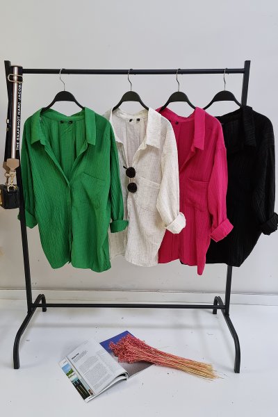 105 4854 Düşük omuzlu oversize gömlek