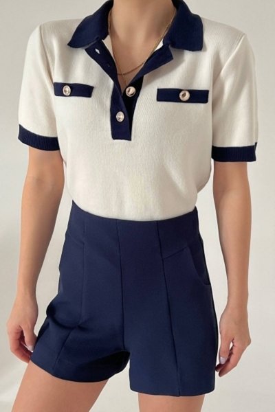 100 310021 Patlı Cepli Kısa Kol Kazak