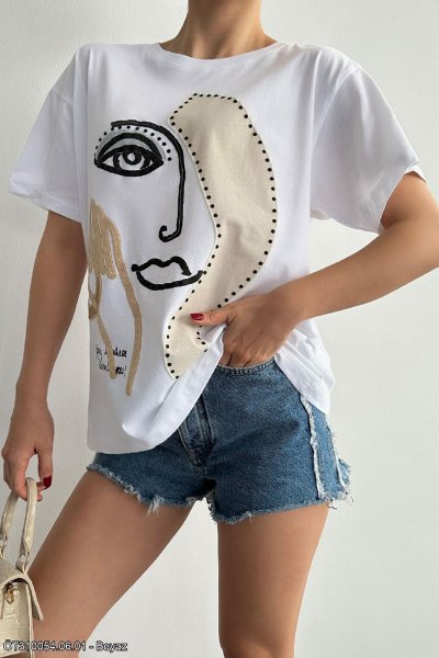 100 310054 Yüz Detayı Tshirt