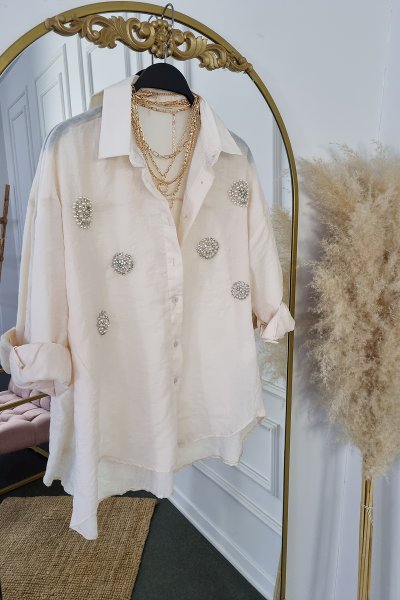 105 4840 Taşlı oversize gömlek