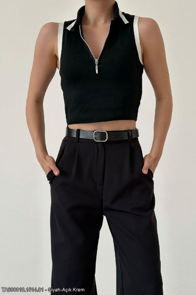 100 390018 Fermuarlı polo yaka atlet