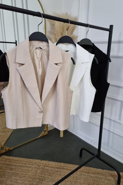 Öz Rey  60046 Keten tek düğmeli kısa yelek