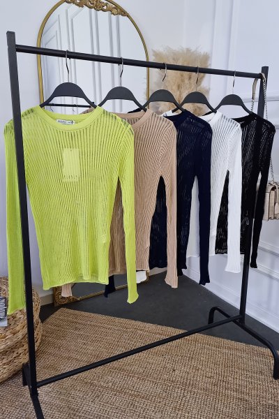 140 10355 Bisiklet yaka tranparan kazak