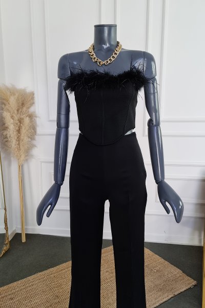 160 3893 Tüy detaylı crop top