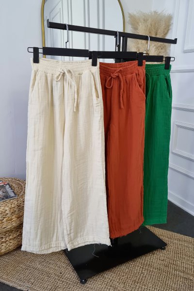ADEM 983 Bol paça müslin pantolon