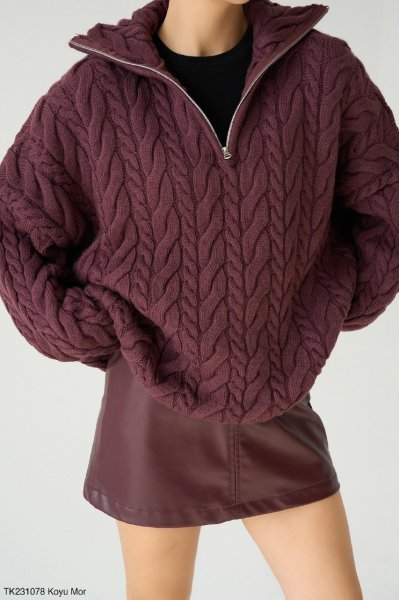 100 TK231078 ŞAÇ ÖRGÜLÜ KAZAK