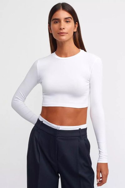 140 30349 UZUN KOL CROP TOP