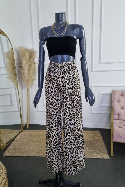 130 16342 LEOPAR DESEN SATEN PANTOLON