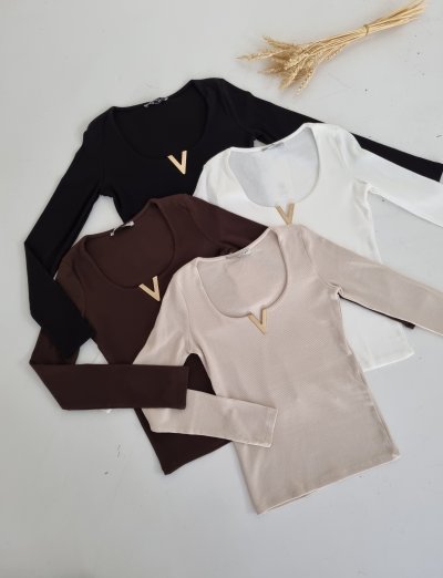 110 16334  V DEMİRLİ UZUN KOL BLUZ