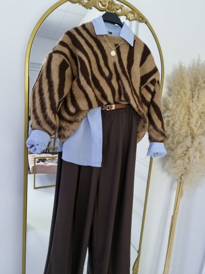 160 4448 ZEBRA DESEN TRİKO KAZAK