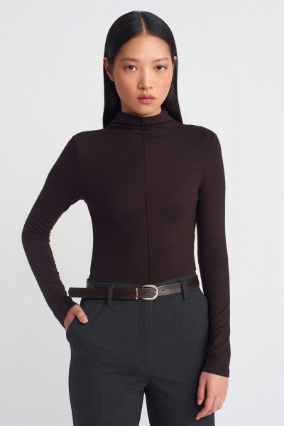 140 31391 DİK YAKA UZUN KOLLU CROP