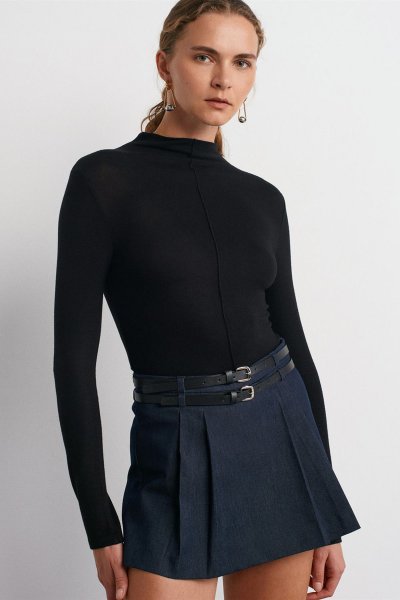 140 31391 DİK YAKA UZUN KOLLU CROP