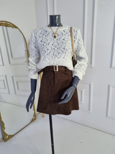 110 16439 KEMERLİ SÜET ETEK