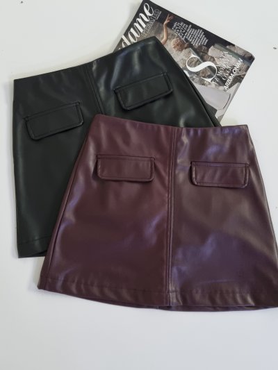 100 DE241049 CEP DETAY DERİ ETEK