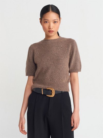 140 10703 PULLU SİMLİ  TRİKO KAZAK