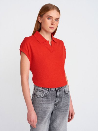 140 10273 POLO YAKA İNCE DOKULU TRİKO BLUZ