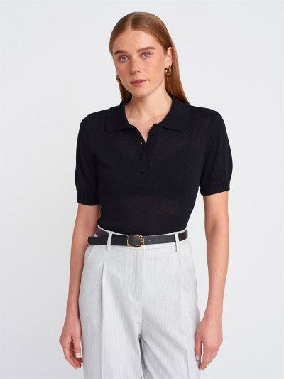 140 10719 POLO YAKA İNCE BLUZ