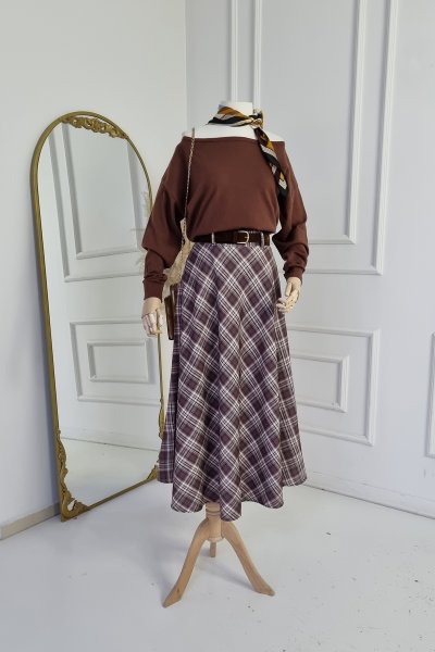 100 DE251120 EKOSE KEMERLİ ETEK