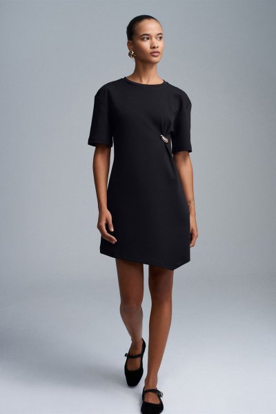 140 91573 Aksesuar Detaylı Mini Elbise