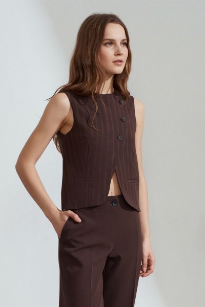 140 60604 Asimetrik Düğmeli Yelek