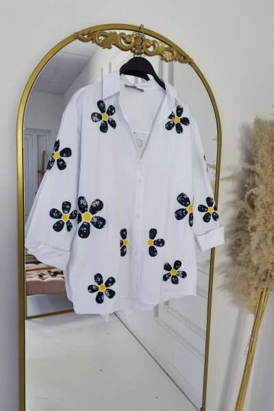 190 4739 Çicek Nakışlı Gömlek