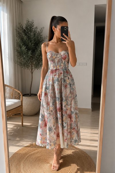 00900 05225 Rosea Midi Elbise